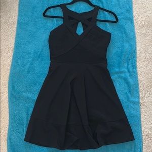 Black Skater Dress with Criss-Cross Neckline